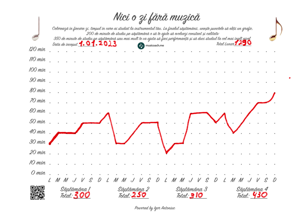 Grafic Studiu Zilnic Performanta instrument muzical musicoach.me