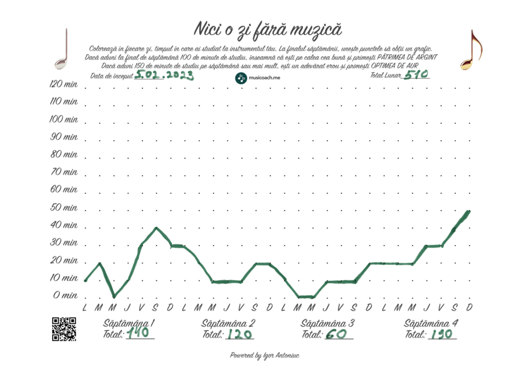 Grafic studiul zilnic plan program musicoach.me